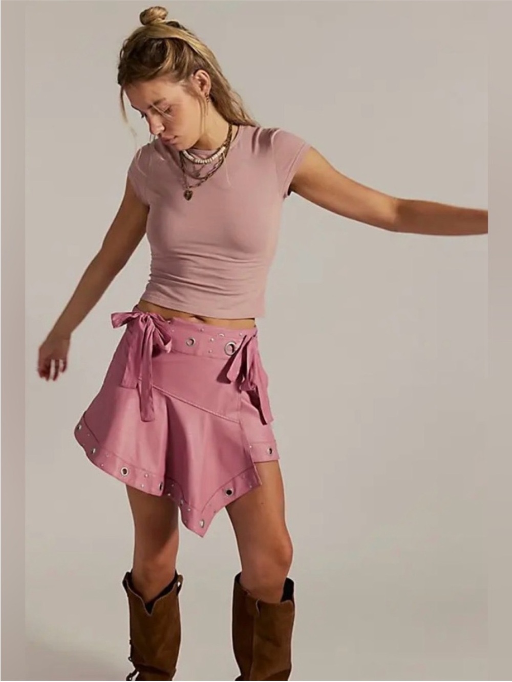 NWT! Free People We The Free Cassis Vegan Leather Wrap Skirt Sz 0 & 2